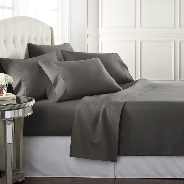 Danjor Linens California King 6 PC Sheet Set Including 4 Pillowcases Gray NWT
