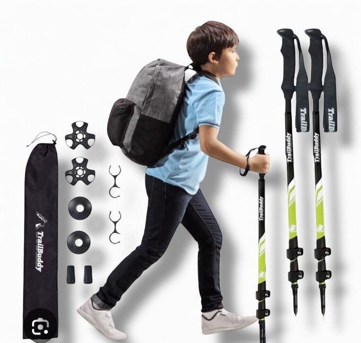 TrailBuddy Trekking Aluminum Hiking Poles, Backpacking Gear (Jr Size) Pair of 2