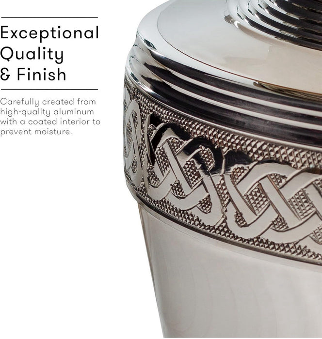 White Brass Silver Floral Handcrafted Memorial Urn for Human Ashes (11 x 7")