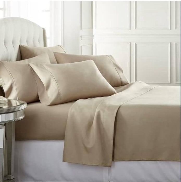 Danjor Linens Queen 6 PC 1800 Platinum Collection Sheet Set Taupe/Camel NWT