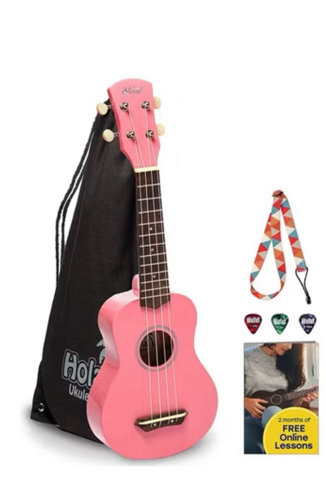 Hola! Music Ukuleles for Adults & Kids - 21" Pink Soprano Ukulele w/ Bag