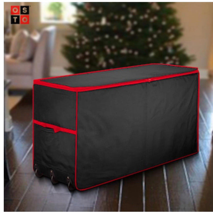 OSTO 50" Premium Heavy Duty Black Collapsible Rolling Holiday Storage Box