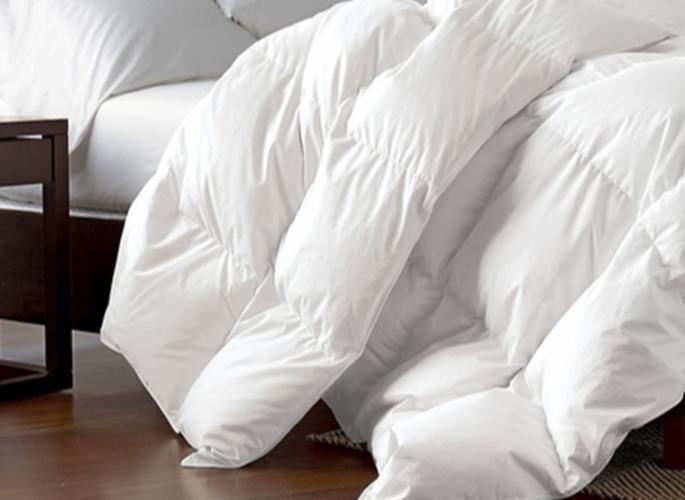 Feather Goose Down Comforter, 100% Egyptian Cotton White (Size: Twin 68 x 90)