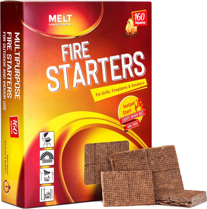 Fire Starter Squares, 160 pcs Fire Starters for Campfires, Grill, Outdoor Fire