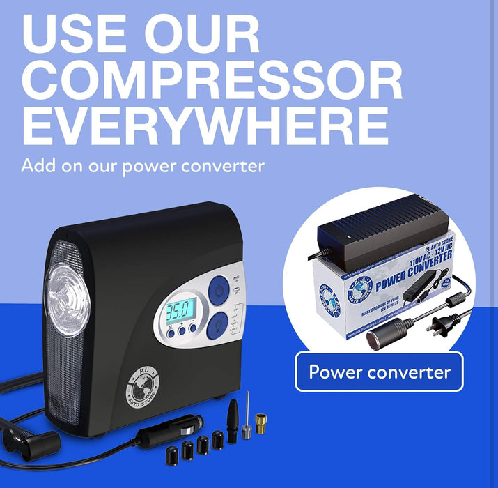 PI Auto Air Compressor Portable,12V, Digital Tire Inflator w/ Pressure Gauge