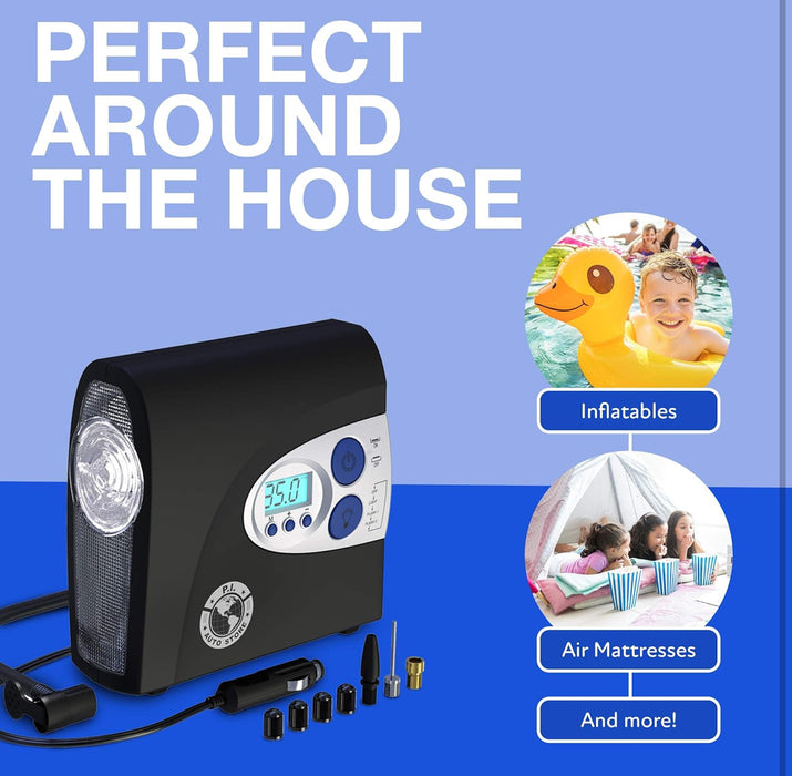 PI Auto Air Compressor Portable,12V, Digital Tire Inflator w/ Pressure Gauge