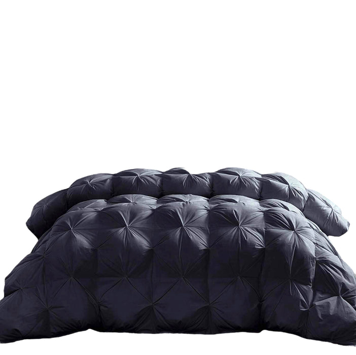 Goose Down Feather 3D Pleated Comforter Cotton Black (Palatial King 120 x 98)