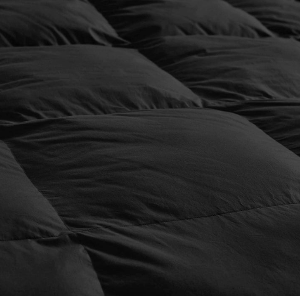 Goose Down Comforter, 100% Egyptian Cotton Black (Size: King 106 X 90)
