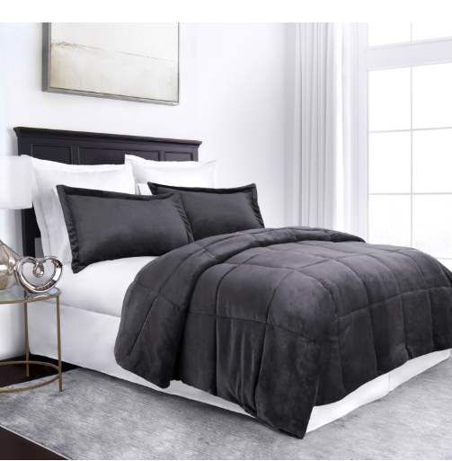 Sleep Restoration Micromink Goose Down Alternative Comforter (Queen Size) Grey