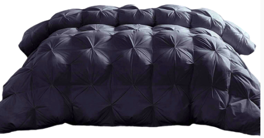 Goose Down Comforter, 100% Egyptian Cotton Black (Size: Twin 68 x 90)