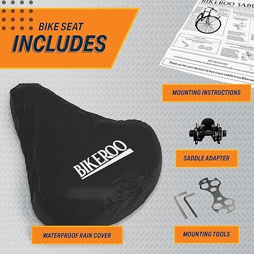 Bikeroo Bike Seat Oversize, Extra Wide, Padded Bicycle Seat for Men & Women NWT_