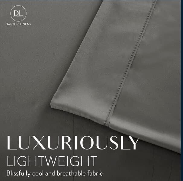 Danjor Linens California King 6 PC Sheet Set Including 4 Pillowcases Gray NWT