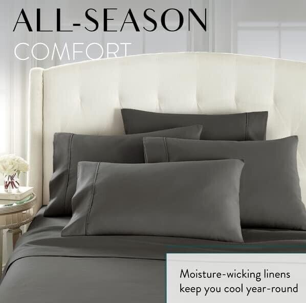 Danjor Linens California King 6 PC Sheet Set Including 4 Pillowcases Gray NWT