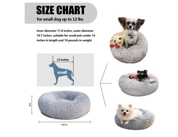 Active Pets Plush Calming Anti Anxiety Soft Fuzzy Comfort 23" Donut Dog Bed