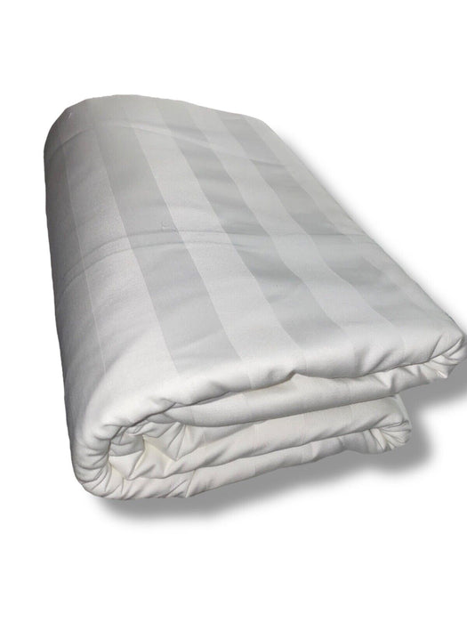 Duvet Cover 230 Thread Count Sateen White Stripes Egyptian 60/40 (Size: Queen)
