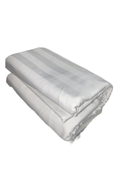 Duvet Cover 230 Thread Count Sateen White Stripes Egyptian 60/40 (Size: Queen)