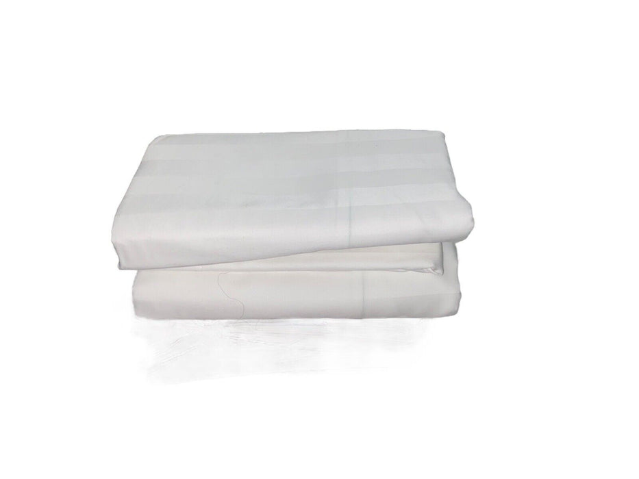 Duvet Cover 230 Thread Count Sateen White Stripes Egyptian 60/40 (Size: Queen)