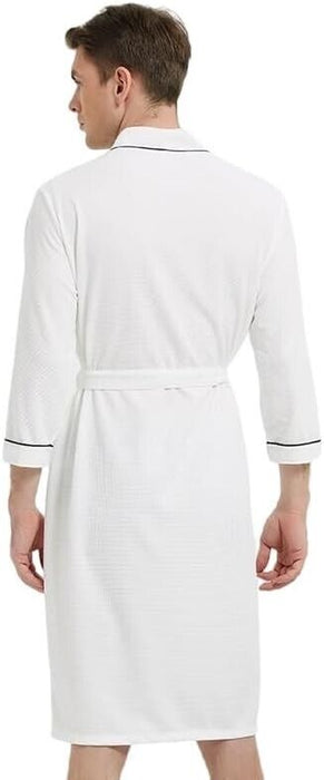 3/4 Sleeve Cotton Blen Waffle Robe, Bathrobe / Spa Robe for Men or Women (White)