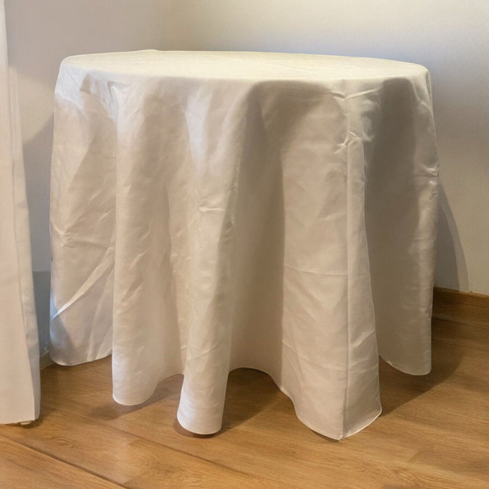 100% Cotton 90" Round Washable Tablecloth White