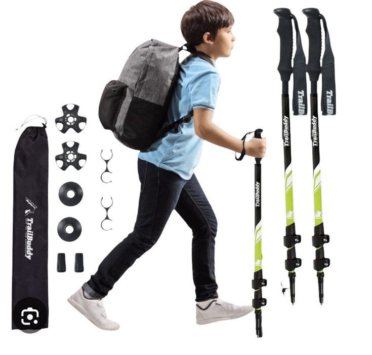 TrailBuddy Trekking Aluminum Hiking Poles, Backpacking Gear (Jr Size) Pair of 2