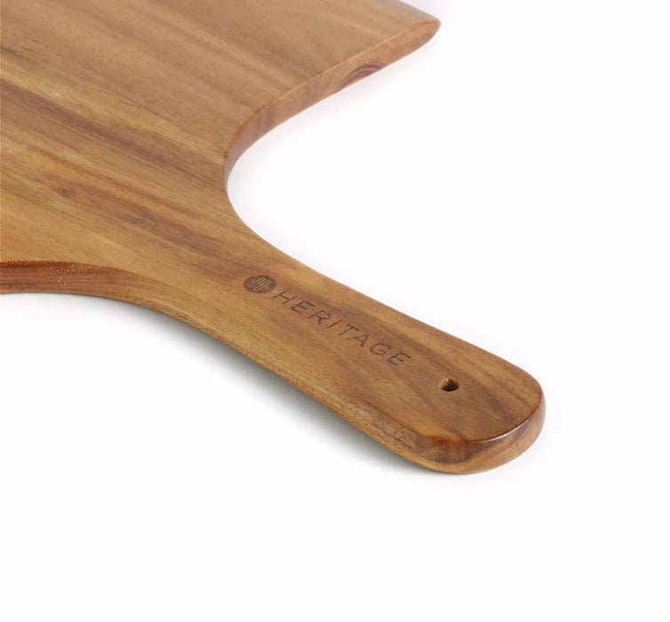 Heritage Acacia Wood Pizza Peel Large Wooden Paddle Board w/ Handle 22 x 14"