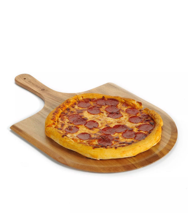 Heritage Acacia Wood Pizza Peel Large Wooden Paddle Board w/ Handle 22 x 14"