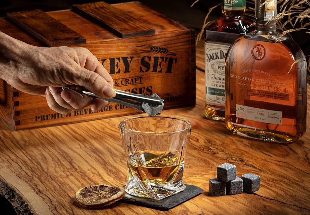 Mixology & Craft Whiskey 14PC Gift Set, 10oz Old Fashion Glasses, Jameson Brown