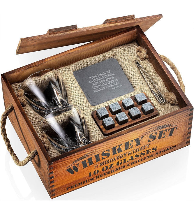 Mixology & Craft Whiskey 14PC Gift Set, 10oz Old Fashion Glasses, Jameson Brown