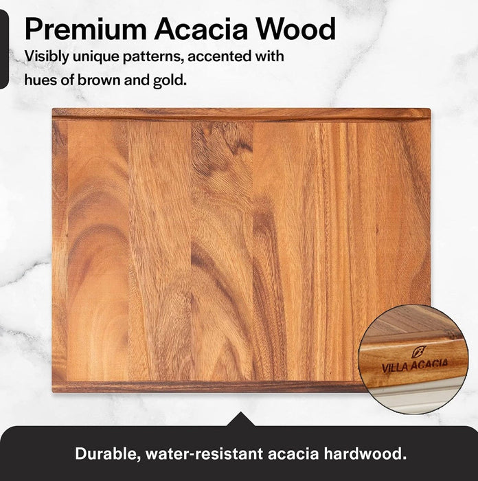 Villa Acacia Reversible 28" Wood Pastry Board and Cutting Board w/ Lipped Edges