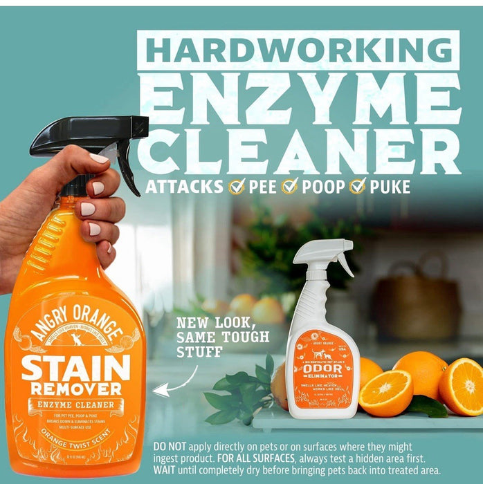 Angry Orange Stain Remover , 32oz Enzyme Pet Cleaner , Dog & Cat Urine Destroyer