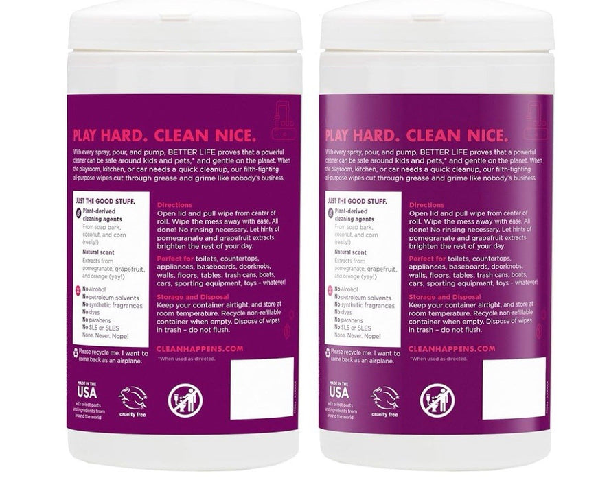 Better Life Natural AllPurpose Cleaning Wipes, Pomegranate Scent, 140 Count