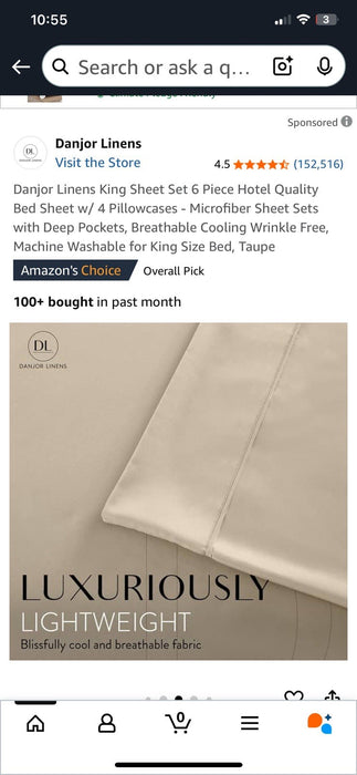 Danjor Linens Queen 6 PC 1800 Platinum Collection Sheet Set  Taupe/Camel NWT