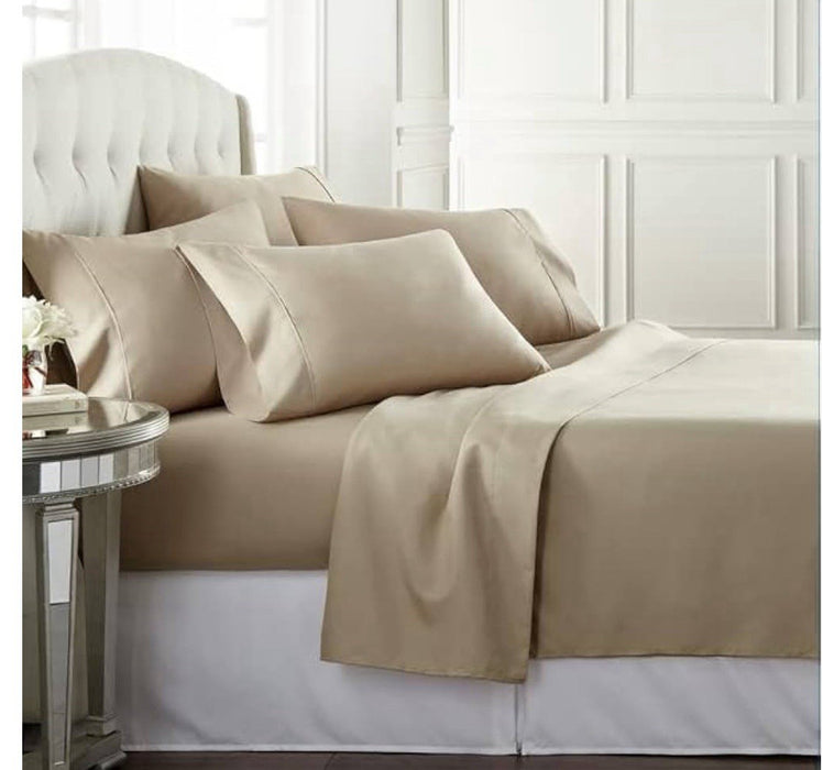 Danjor Linens Queen 6 PC 1800 Platinum Collection Sheet Set  Taupe/Camel NWT