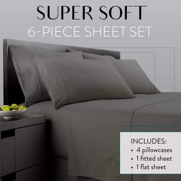 Danjor Linens Queen 6 PC 1800 Platinum Collection Sheet Set  Taupe/Camel NWT