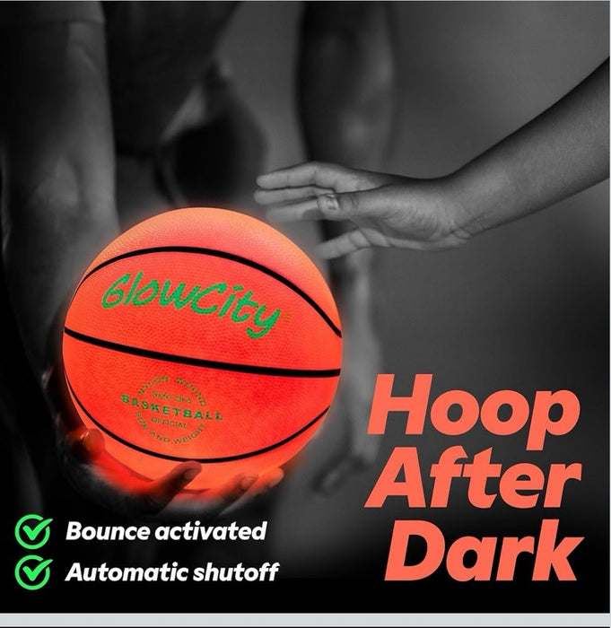GlowCity Glow in The Dark Basketball No. 7 - LED Light Up for Night Ball Games