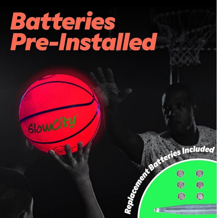 GlowCity Glow in The Dark Basketball No. 7 - LED Light Up for Night Ball Games