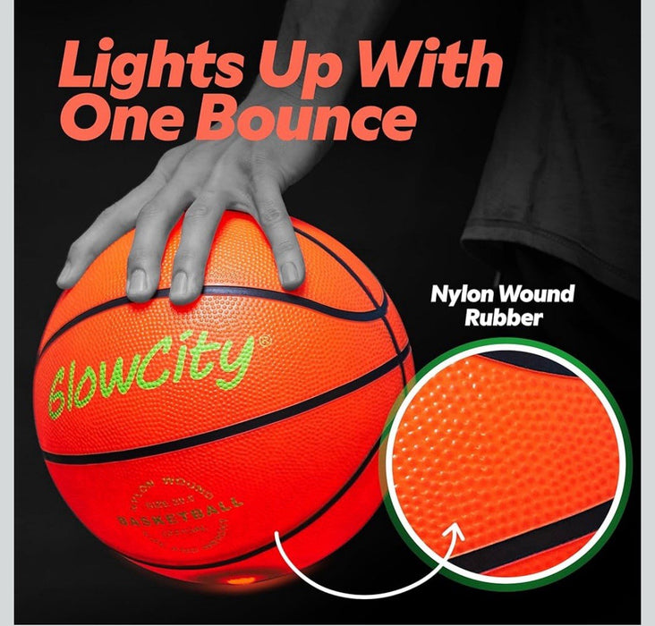GlowCity Glow in The Dark Basketball No. 7 - LED Light Up for Night Ball Games