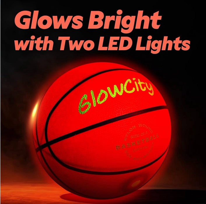 GlowCity Glow in The Dark Basketball No. 7 - LED Light Up for Night Ball Games