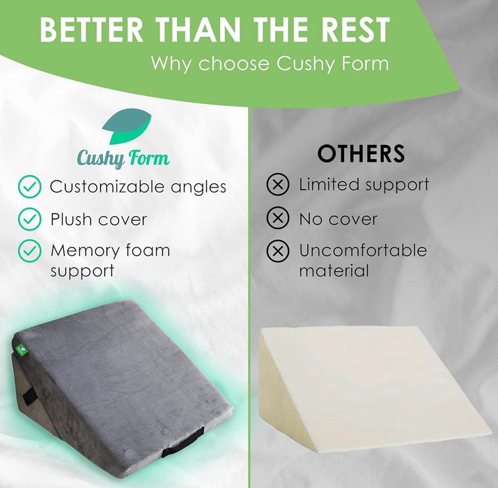 Cushy Form 5-n-1 Wedge Pillow for Sleeping,Multipurpose Memory Foam Bed Support