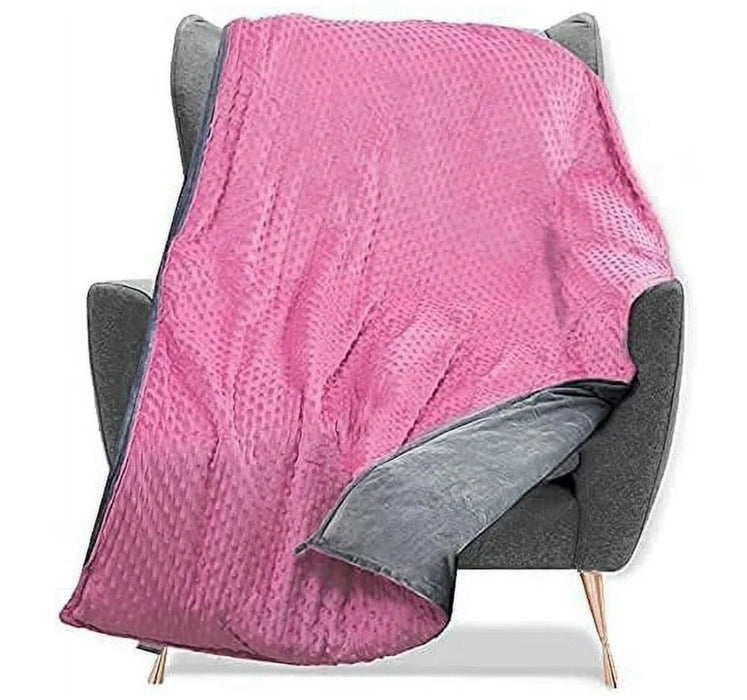 Quility Weighted Blanket for Adults (15 LB 86 x 92, King Size) Pink - Grey