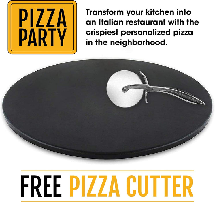 Heritage 15" Ceramic Pizza Non-Stick Stain Free Stone Set w/ Bonus Cutter