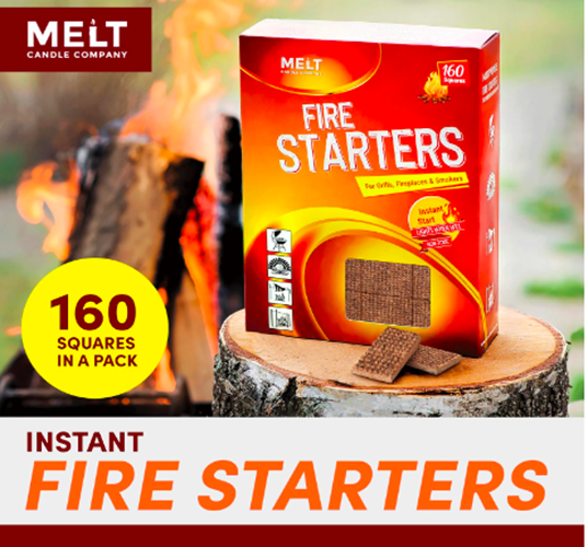 Fire Starter Squares, 160 pcs Fire Starters for Campfires, Grill, Outdoor Fire